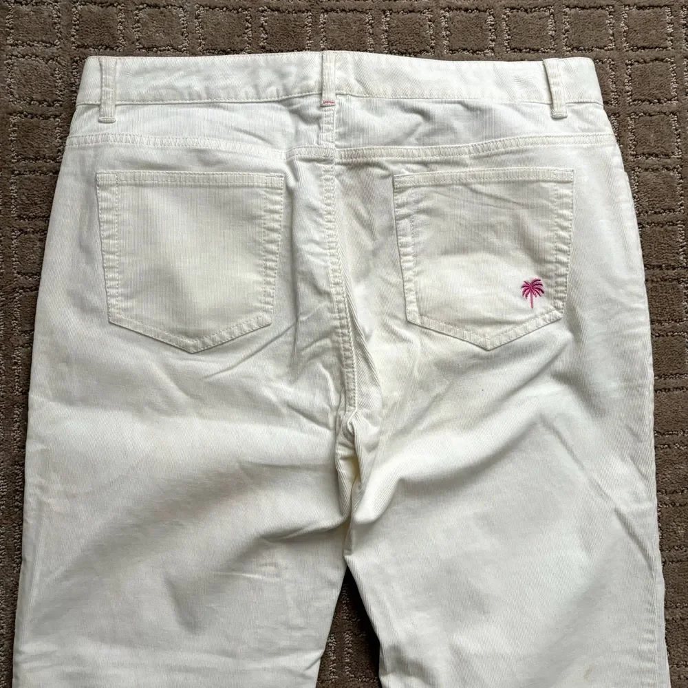 Lilly Pulitzer Corduroy Pants Women Size 10 Stretch Bootcut Off White - Picture 8 of 11